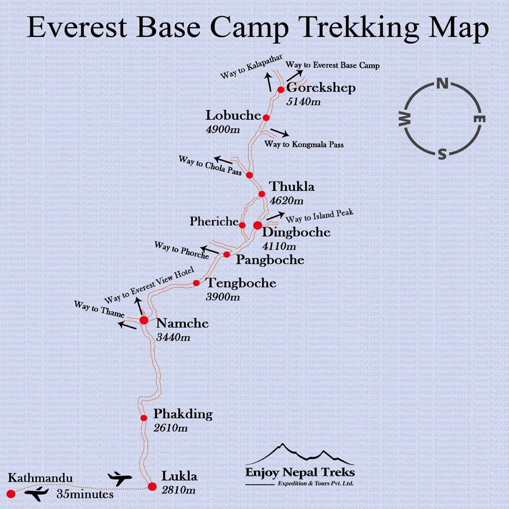 خريطة معسكر معسكر قاعدة إيفرست (خريطة EBC Trek)